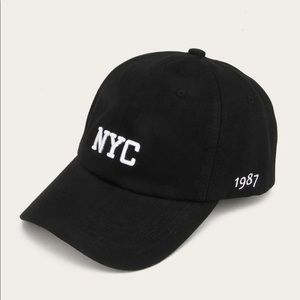 Adjustable Black + White Embroidered NYC 1987 Baseball Cap OS New
